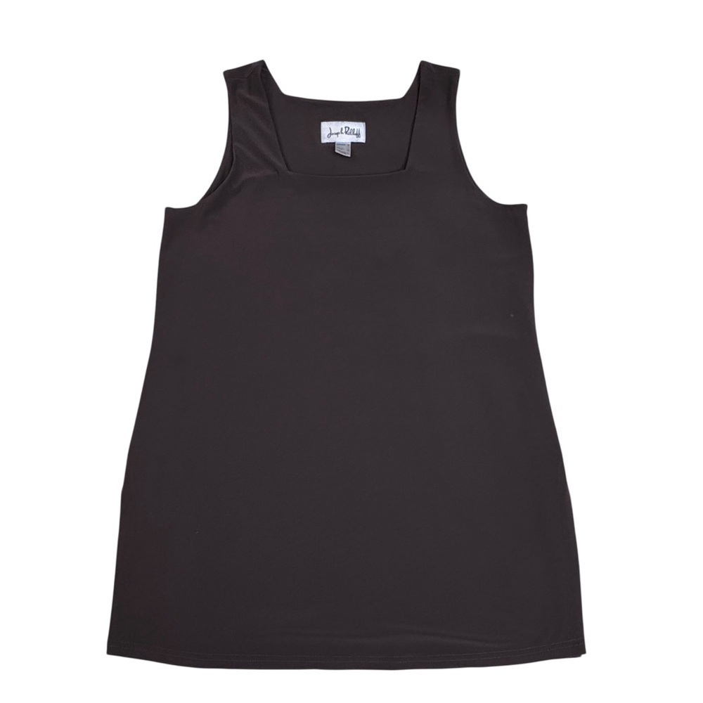 Joseph Ribkoff Square Neck Sleeveless Tunic Side Slits Mocha Brown US 12